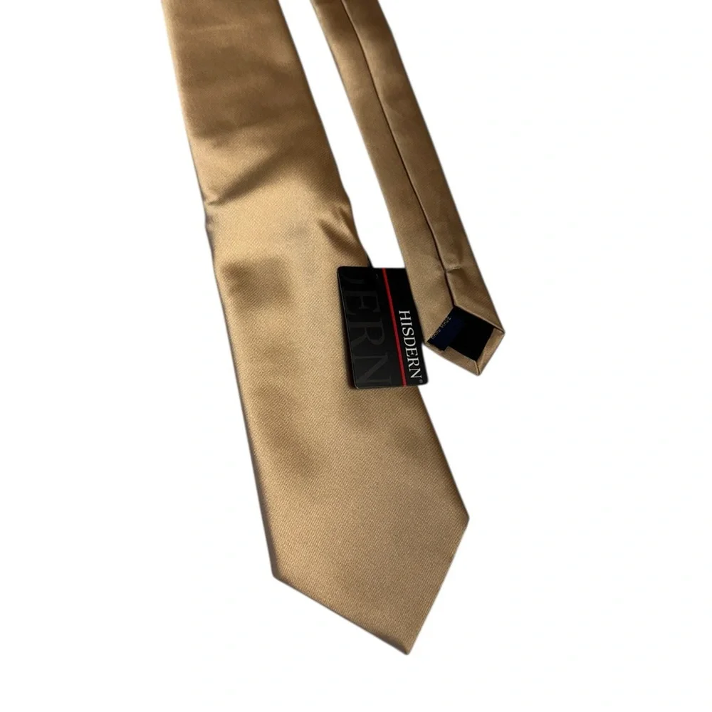 Hisdern Mens Silk Tie Quiet Luxury Old Money Formal Career Gold New